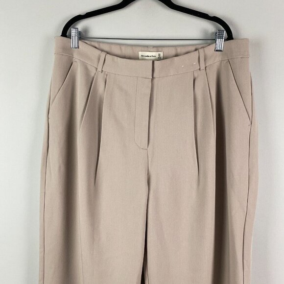 Abercrombie & Fitch Pleated Wide Leg Dress Pants Womens 34 / 18L Beige - Picture 2 of 10